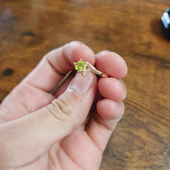 14k Rose Gold Heart Peridot Ring US Size 7 Made in USA Solid Gold Genuine Gem - Picture 9 of 14